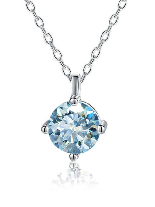 2.0CT  Light Blue  [Platinum] 925 Sterling Silver Moissanite Geometric Dainty Necklace